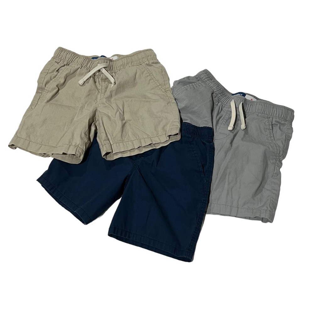 Old Navy Boys 7/8 Solid Pull On Uniform Khaki Shorts Bundle Lot
